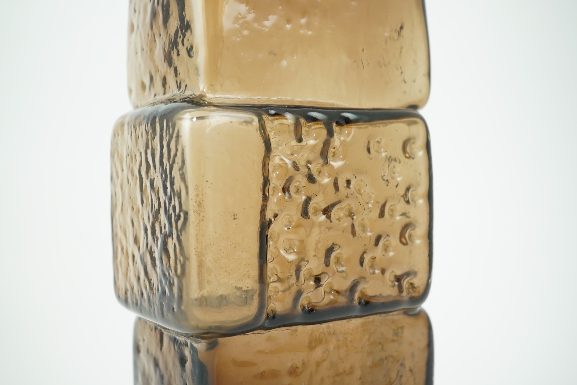 Whitefriars: A Textured range 'Drunken Bricklayer' vase designed by Geoffrey Baxter
